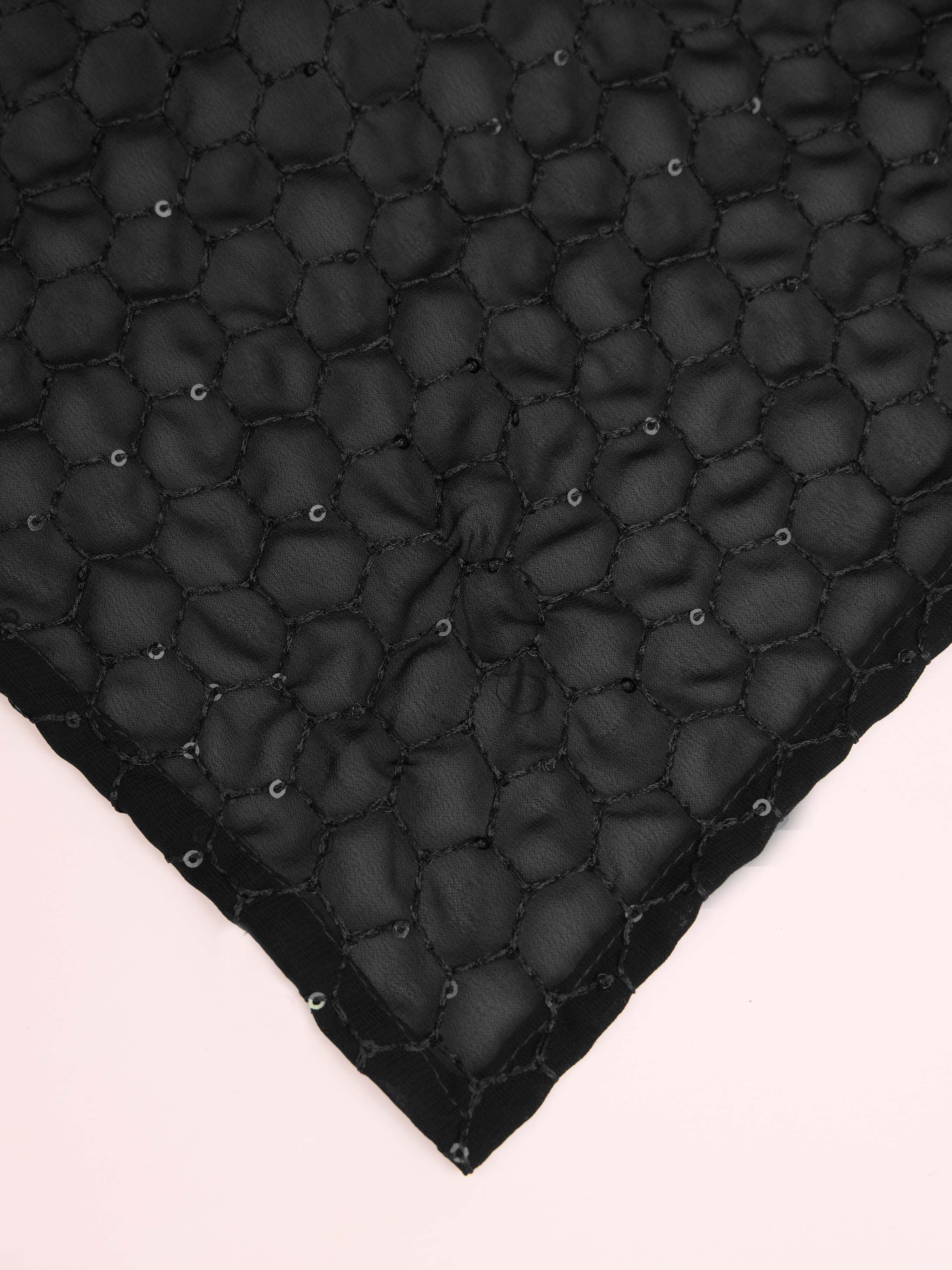 Men Black Self Design Sequin Work Undetermined Dupatta