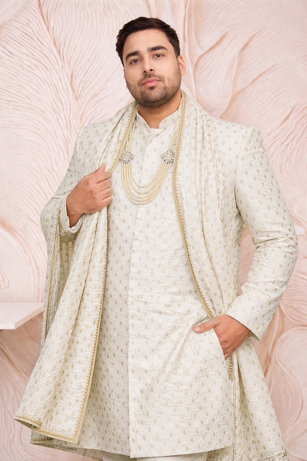 Men's White Paisley Dupatta