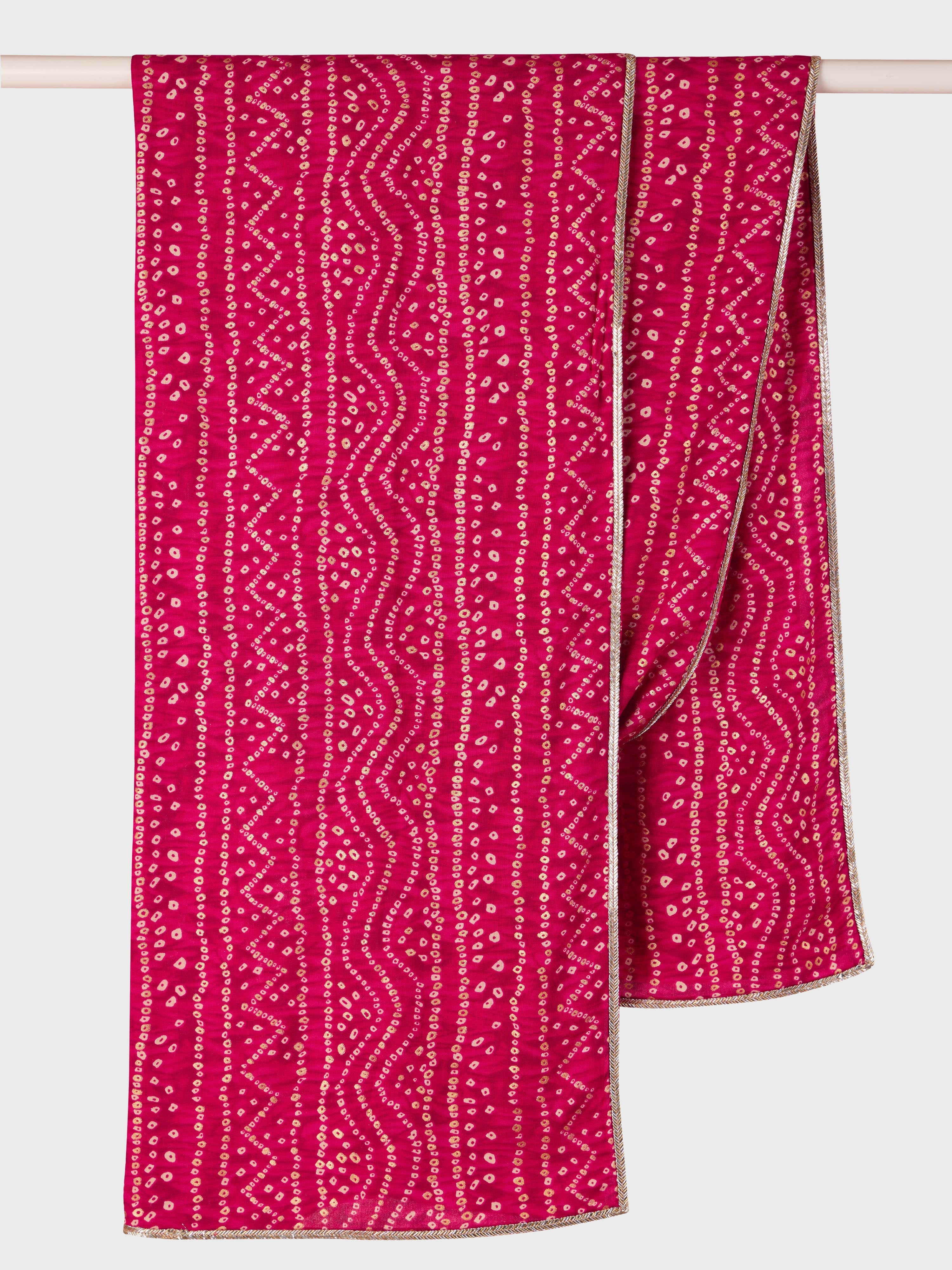 Pink Rayon Bandhani Printed Men's Dupatta | Festive Wear