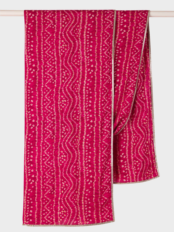 Pink Rayon Bandhani Printed Men's Dupatta | Festive Wear