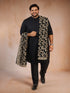 Men Black Floral Zari Work Undetermined Dupatta