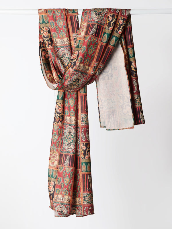 Multicolor Cotton-Blend Geometric Printed Men's Dupatta