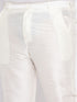 Men's Plus Size Maroon Silk Blend Jacket And Cream Kurta Pant Set