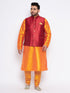 Men's Plus Size Maroon Zari Weaved Nehru Jacket With Kurta Pyjama Set