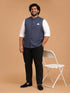 Men's Navy Blue Silk Blend Self Design Regular Nehru Jacket