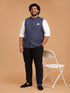 Men Navy Blue Self Design Self-Design Regular Nehru Jacket