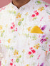 Men's White Silk Blend Floral Regular Nehru Jacket