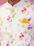 Men Off-White Floral Plain Regular Nehru Jacket