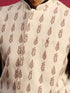 Men's Beige Cotton Floral Regular Nehru Jacket
