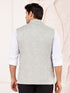 Men Light Grey Self Design Self-Design Regular Jacket StyleNehru Jacket