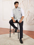 Men Light Grey Self Design Self-Design Regular Jacket StyleNehru Jacket