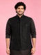 Men's Black Cotton Blend Geometric Sequin Nehru Jacket