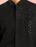Men's Black Cotton Blend Geometry Regular Nehru Jacket