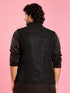 Men's Black Cotton Blend Geometry Regular Nehru Jacket