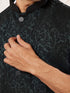 Men's Dark Green Silk Blend Geometry Regular Nehru Jacket