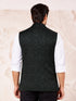 Men's Dark Green Silk Blend Geometry Regular Nehru Jacket