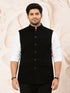 Men's Black Nehru Jacket in Imported Suiting Lycra