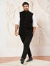 Men Black Solid Plain Regular Nehru Jacket