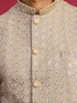 Men Light Grey Geometric Zari Work Regular Nehru Jacket
