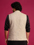 Men Light Grey Geometric Zari Work Regular Nehru Jacket