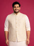 Off-White Rayon Embroidered Geometric Nehru Jacket