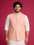Peach Rayon Embroidered Nehru Jacket with Sequins