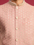 Men's Peach Rayon Geometry Regular Nehru Jacket