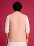 Men's Peach Rayon Geometry Regular Nehru Jacket