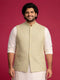Men Light Green Geometry Zari Work Regular Nehru Jacket
