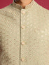 Men Light Green Geometry Zari Work Regular Nehru Jacket