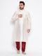 Men's Plus Size Cream Silk Blend Kurta Pyjama Set
