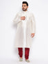 Men's Plus Size Cream Silk Blend Kurta Pyjama Set