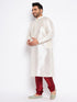 Men's Plus Size Cream Silk Blend Kurta Pyjama Set