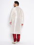 Men's Plus Size Cream Silk Blend Kurta Pyjama Set