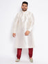Men's Plus Size Cream Silk Blend Kurta Pyjama Set