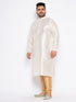 Men's Plus Size Cream Silk Blend Kurta Pyjama Set