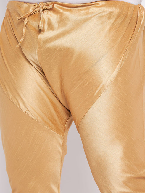 Men's Plus Size Cream Silk Blend Kurta Pyjama Set