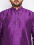 Men's Plus Size Purple Silk Blend Kurta Pyjama Set