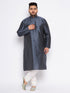 Men's Plus Size Grey Silk Blend Kurta Pyjama Set