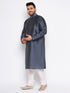 Men's Plus Size Grey Silk Blend Kurta Pyjama Set