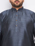 Men's Plus Size Grey Silk Blend Kurta Pyjama Set