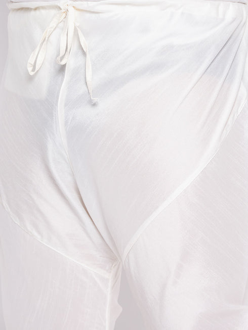 Men's Plus Size Grey Silk Blend Kurta Pyjama Set