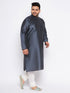 Men's Plus Size Grey Silk Blend Kurta Pyjama Set