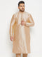 Men's Plus Size Gold Zari Weaved Kurta