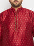 Men's Plus Size Maroon Zari Weaved Kurta