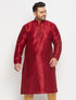 Men's Plus Size Maroon Zari Weaved Kurta