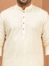 Men's Cream Viscose Solid Regular Kurta