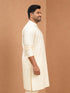 Men's Cream Viscose Solid Regular Kurta
