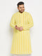 Men's Plus Size Mustard Chikankari Embroidered Kurta