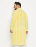 Men's Plus Size Mustard Chikankari Embroidered Kurta
